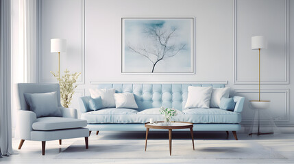 Blue in pastel colors couch