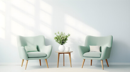 Green and white armchair