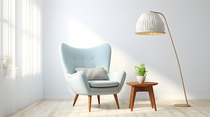 Blue and white armchair