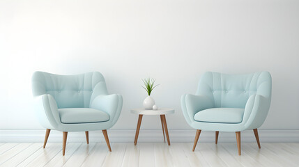 Blue and white armchair