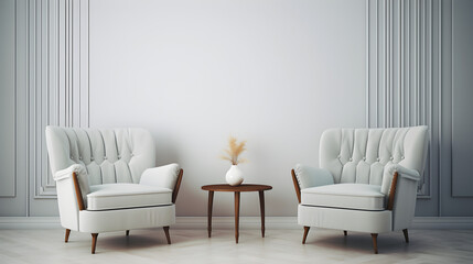 Gray and white armchair