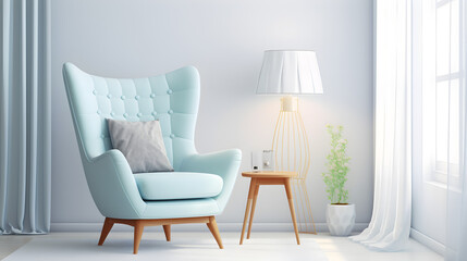 Blue and white armchair