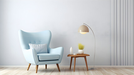 Blue and white armchair
