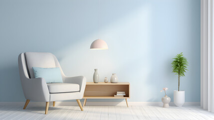 Blue and white armchair