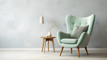 Green and white armchair