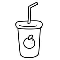 Illustration of orange juice outline for kid colouring book, picnic, fruit, vegan, breakfast, lunch, cafe, restaurant, drink menu, recipe, refreshment, supermarket, grocery shopping, spring, summer