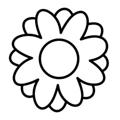 A flower outline illustration for colouring book, floral element, summer, spring, nature, garden, logo, icon, decoration, social media post, tattoo, fabric print, ads, banner, forest, sticker