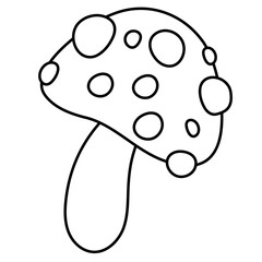 A mushroom outline illustration for colouring book, autumn element, food, ingredients, nature, garden, logo, icon, decoration, social media, tattoo, fabric print, forest, grocery shopping, cooking, ad