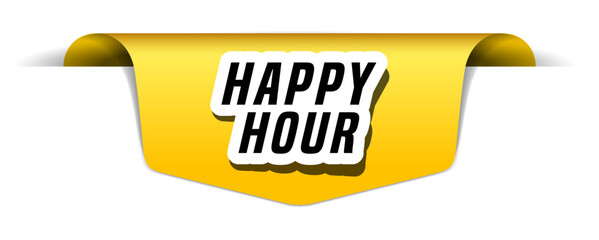 Colorful vector flat design banner happy hour. This sign is well adapted for web design.