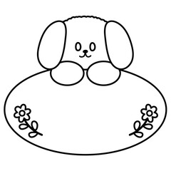 Puppy outline for cartoon character, comic, mascot, tattoo, sticker, Valentine, colouring book for kids and adults, brand logo, pet, vet icon, decorations, dog print, animal ads, paw friend, garden