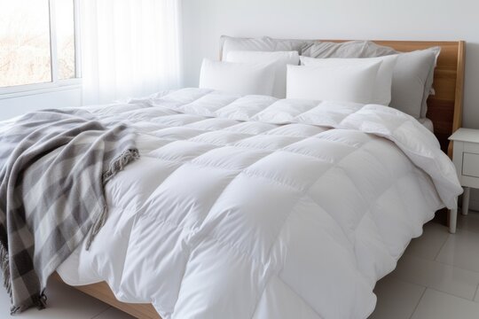 thick winter duvet spread on a large bed