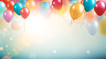 A blue background with balloons and confetti Joyful Birthday Bash generative with ai
