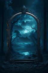 Portal in the dark forest. AI