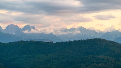 Widok na Tatry z góry Żar (Pieniny Spiskie)