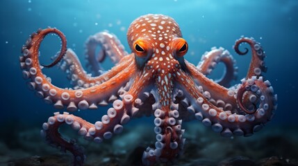 octopus in beautiful light with natural habitat