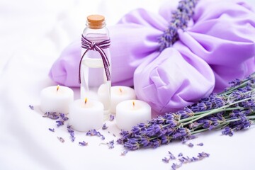 Obraz na płótnie Canvas lavender sachets near a white pillow