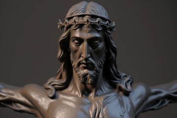Statue of Jesus Christ made with wood, Generative AI