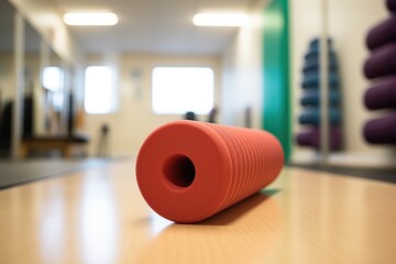 close-up of a foam roller in a training room