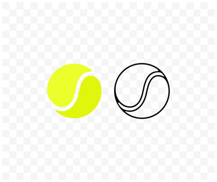Tennis, tennis ball, sport, colored and linear graphic design. Game, tennis court, play, leisure and recreation, vector design and illustration