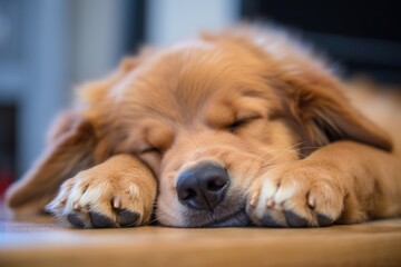 close-up of a dogs paws twitching during sleep
