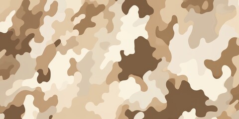 Light brown and khaki beige form a seamless rough texture in this military, hunting, or paintball camouflage pattern. The pattern can be tiled, and it's an abstract take on a classic camouflage design - obrazy, fototapety, plakaty