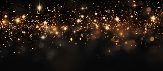 Dreamy and Festive Mood with Shining Gold Stars on Black, AI Generated