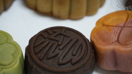 Close-up of Chinese Mid-Autumn Festival mooncakes