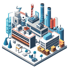 industrial plant isometric factory work production line vector