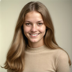 1970s style portrait of a young woman