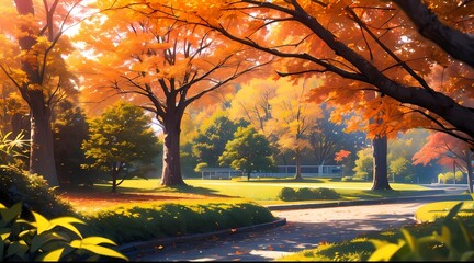 秋の公園と紅葉