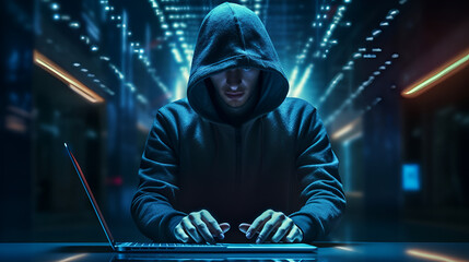 hacker hacking on  computer - obrazy, fototapety, plakaty
