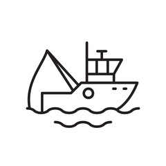 Fishing vessel. Line icon.