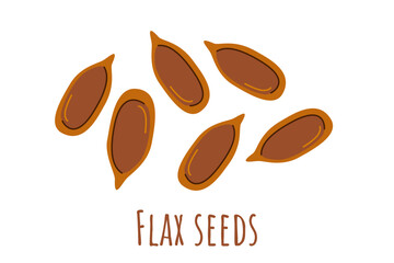 Flax seeds or linseed. Vegan protein food. Cartoon flat illustration isolated on white background. 