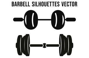 Gym Barbell Silhouette Vector Bundle, Fitness equipment element silhouettes