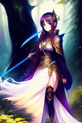 girl in a dress with sword