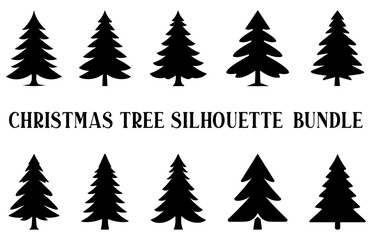 Christmas tree silhouette Clipart bundle, Set of Winter trees, Pine trees Vector silhouette Set