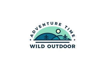 mountain park wild outdoor badge emblem modern logo illustration design template