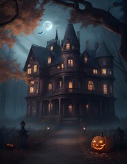 Fototapeta na wymiar Spooky Halloween Magic in the Moonlight