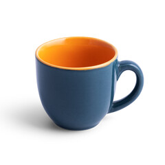 Blue coffee cup isolated on white background	