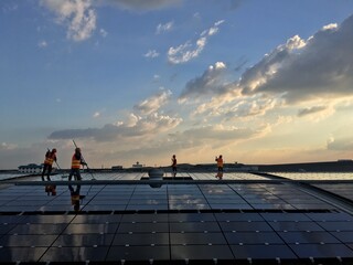 Fototapeta premium Solar cells installed on the roof
