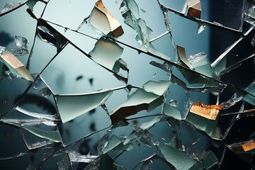 close up view of broken mirror fragments. Generative AI