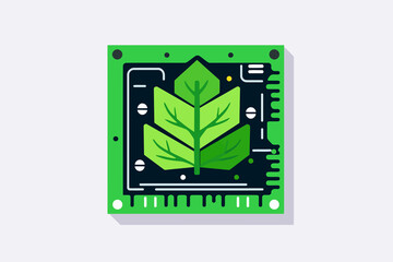 ecofriendly computer chip vector flat isolated vector style illustration