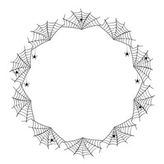 halloween web with spider art round frame