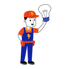  young man electrician vector illustration