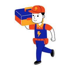  young man electrician vector illustration