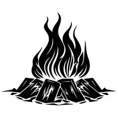 Hand drawn camping bonfire. Vector illustration of fire in sketch