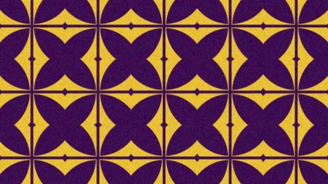 Decorative shape animation in yellow and purple colors with noise effect