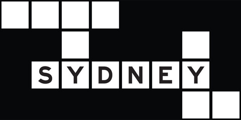 Alphabet letter in word sydney on crossword puzzle background