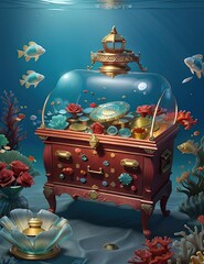 a chest with a glass dome on top of it