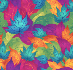Fototapeta na wymiar seamless pattern with colorful leaves